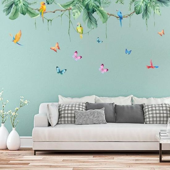 EGNMCR Autocollants Muraux, Autocollants Mignons Plante Tropicale Feuille Autocollant Mural Maison Chambre D'Enfants Autocollant Mural Intérieur Autocollants Muraux