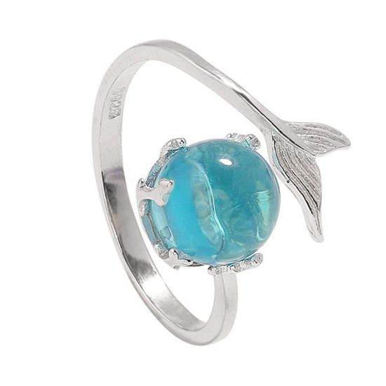 1 pc doigt bague sirène argent créatif décoratif exquis anneau ouvert bijoux bagues pour femme  BARRE DROITE - BARRE DE SURFACE