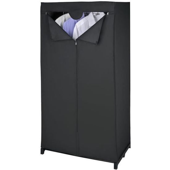 Armoire tissu WENKO - Deep Black - 75x150x50 cm - Pour ranger facilement vos vêtements