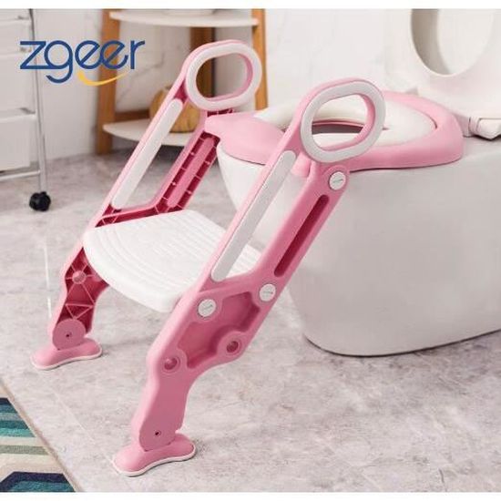 Réducteur de WC pour enfants - ZGEER - Echelle Chaise Step Toilettes - Rose - Pliable et réglable