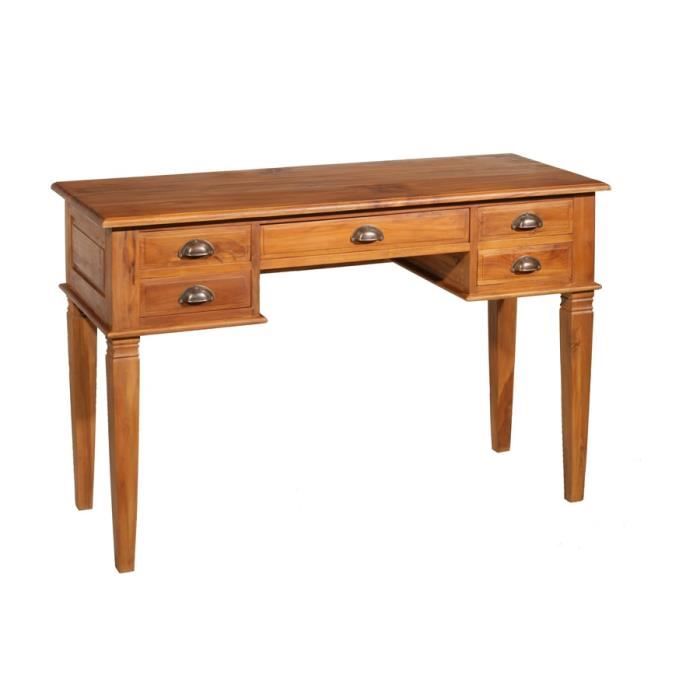 Biarritz Bureau Ethnique En Bois Teck Massif Verni L 120 Cm Achat Vente Bureau Bureau Colonial 5 Tiroirs Teck Soldes Sur Cdiscount Des Le 20 Janvier Cdiscount