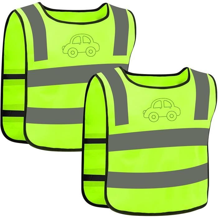 AIPAIDE 2pcs Gilet Réfléchissant de Sécurité pour Enfant,Gilet Réflecteur de Haute Visibilité pour Kids Moins de 15 Ans