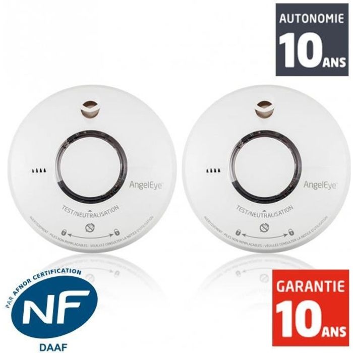 Angeleye - Détecteur de fumée NF Angeleye ELEGANCE EXPERT DUO ST-AE620-FR - Autonomie 10 ans -