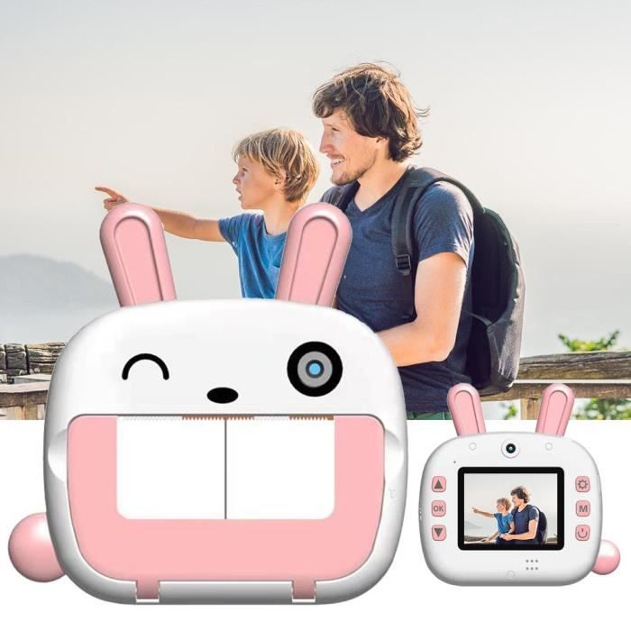 Appareil photo numérique pour enfants Polaroid double lentille haute définition caméra d'impression WiFi sans encre 32G Rose、