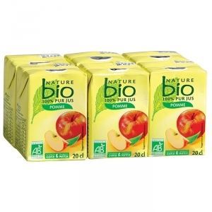 NATURE BIO Jus de pomme mini briques 20 cl X 6 …