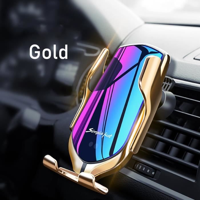 Chargeurs,DCAE 15W rapide Qi voiture chargeur sans fil support de téléphone de serrage automatique pour iPhone 11 - Type 10W Gold