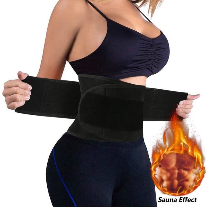 Femme Ceintures de Sudation, Serre Taille Corset Sculptant Réglable Ceinture Minceur, noir, L