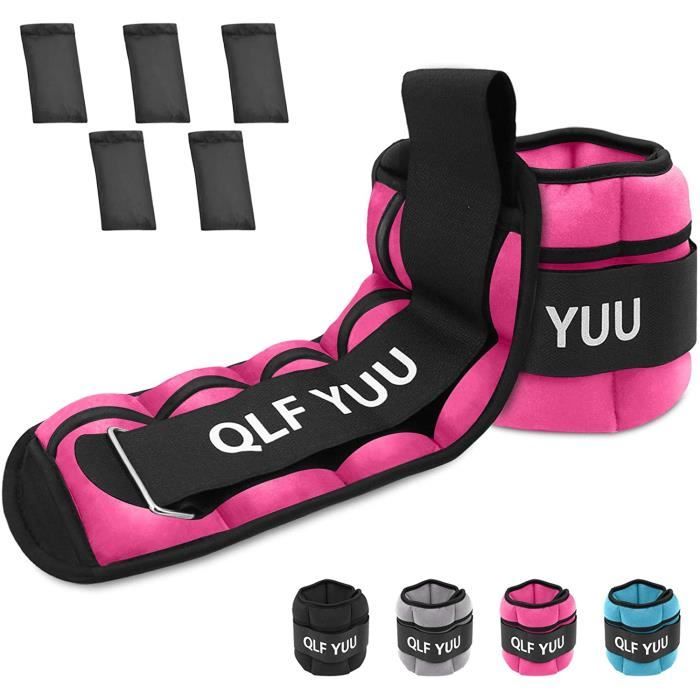 Qlf yuu Manchette lestée, 0,5 kg, 1 kg, 1,5 kg, 2 kg, 3 kg, poids pour les jambes et les bras, les poignets, réglable, pour homm