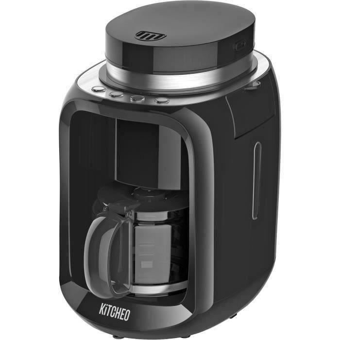 KITCHEO CK71B - Cafetière avec broyeur à café intégré - Utilisation café moulu ou café en grains - 600 W