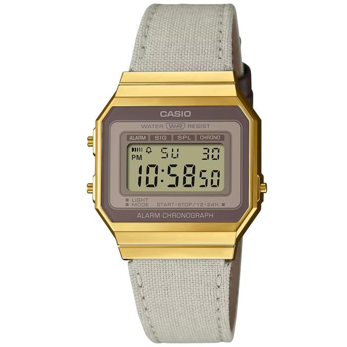 Casio- Montre Mixte - Quartz - Digital - Bracelet Tissu Gris - A700WEGL-7AEF