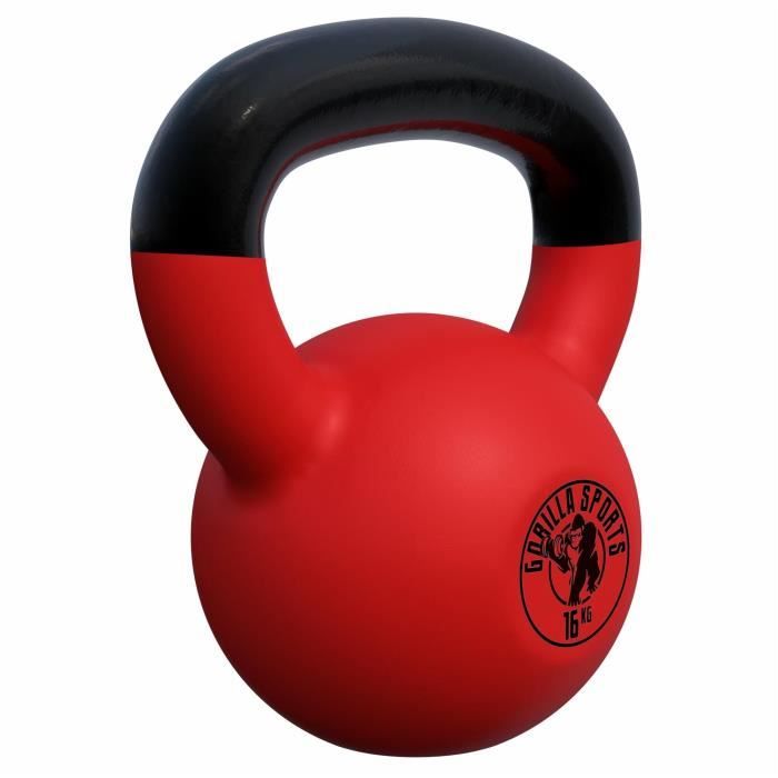 Kettlebell de 16 KG en fonte avec revêtement néoprène - haltère russe