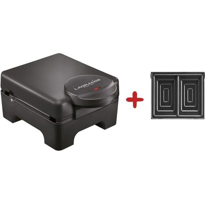 LAGRANGE Gaufrier Tarti' avec plaques croque-monsieur + Mini gaufres - 1070W - Noir