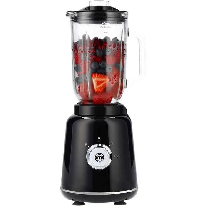 MasterChef Mixeur Blender Smoothie, Soupe, Pesto et plus, Bol en Verre, 1 Litre, Lames en Acier Inoxydable, 2 Vitesses, Passe