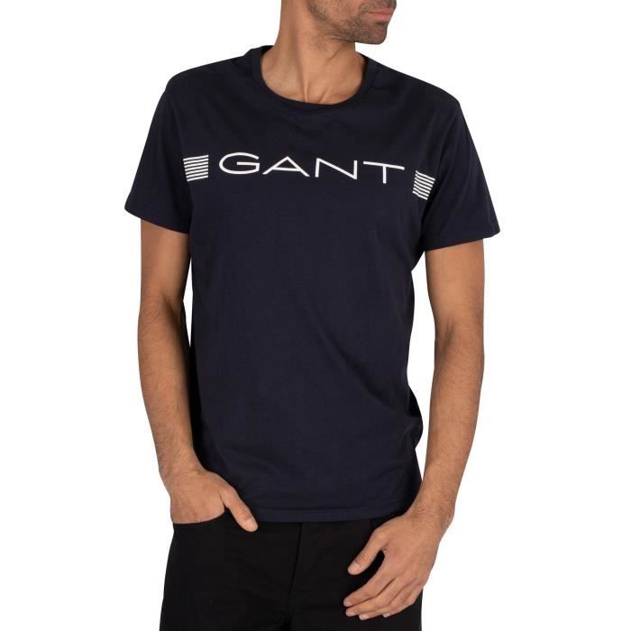 Gant Pour des hommes T-shirt à rayures, Bleu