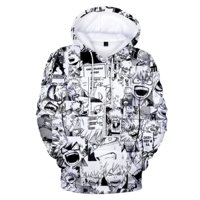 SWEAT-SHIRT Mixte - Sweatshirt à capuche imprimé mode My Hero Academia Enfants - blanc YG™