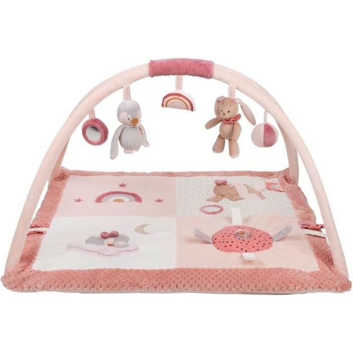 NATTOU Tapis d'éveil avec arches Sasha & Pauline - 70 x 80 cm - Dès la naissance - 100% polyester - Rose