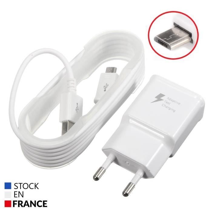 Pack Chargeur 3A pour Huawei Y7 + Câble Micro USB - Chargeur Ultra Rapide et Puissant 3A + Câble Micro USB