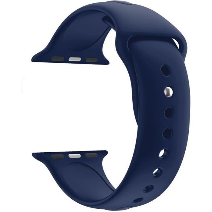 [Compatible Apple iWatch 44 mm] Bracelet Silicone Bleu Foncé Souple Taille S-M Sport Mixte Remplacement Montre