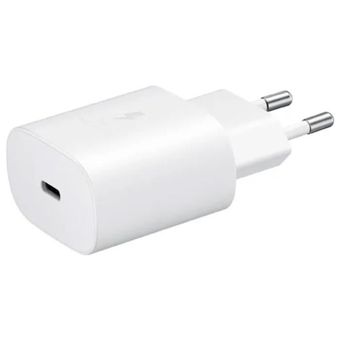 Tikawi Chargeur Rapide 25W Blanc USB-C Universel compatible avec les Iphone / Samsung / Xiaomi / Huawei adaptateur prise secteur
