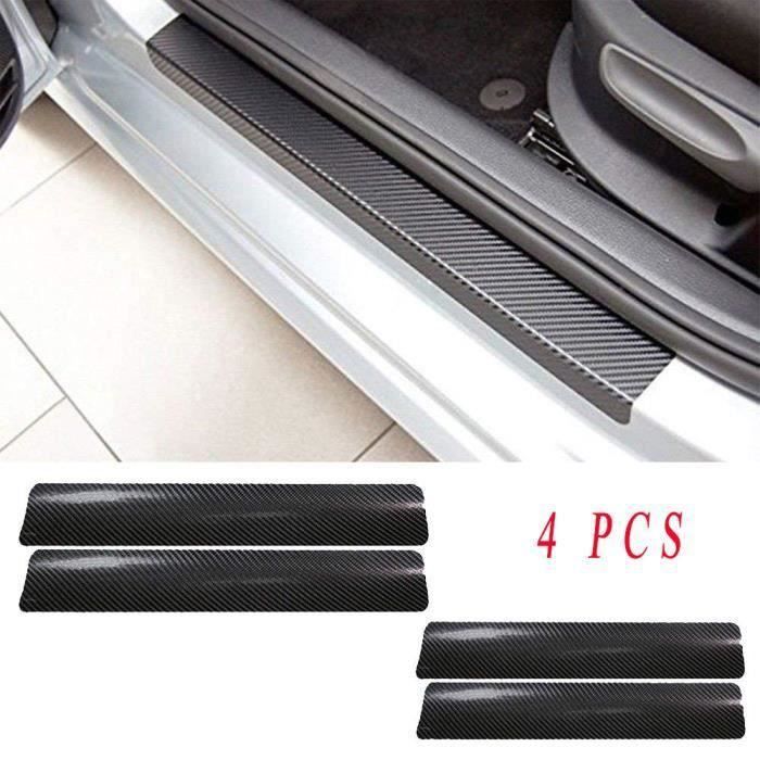 4 protections de seuils de portes de voitures - Protections autocollantes en carbone