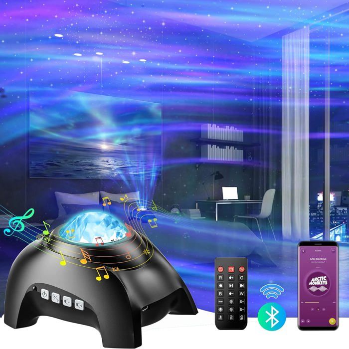 Projecteur Vague Océanique 16 Couleurs - Lampe Aurore Ciel Étoilé Avec Télécommande, Rechargeable, Idéal Chambre Enfants Adultes