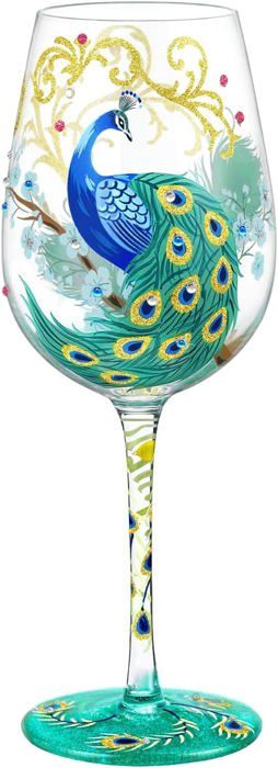 Verre à Vin Peint à La Main NymphFable Style Princesse Bleue 42cl - Cadeau Saint Valentin Mariage