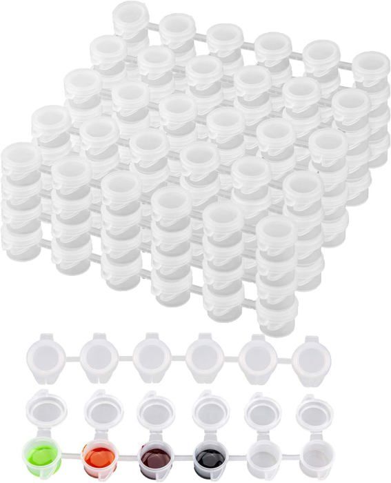 150 Pots Peinture Vides 3ml - Bandes De 6 Pots Transparents - Arts, Artisanat, école
