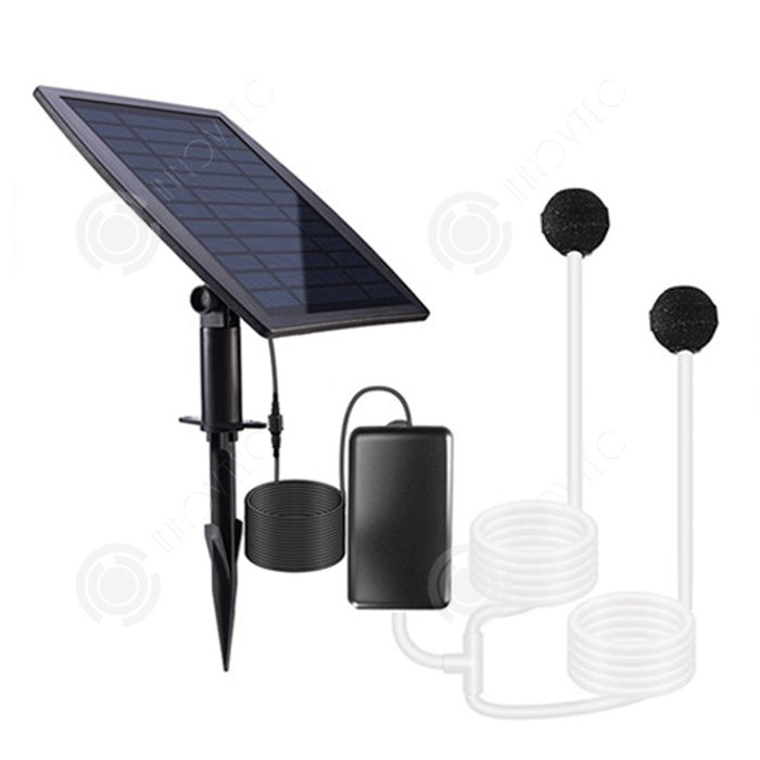 Meilleurs prix pour INN Pompe à oxygène solaire 2.5w 1800mah pompe à oxygène solaire enfichable pompe bassin aérateur 3 niveaux réglables 2 pierres air
