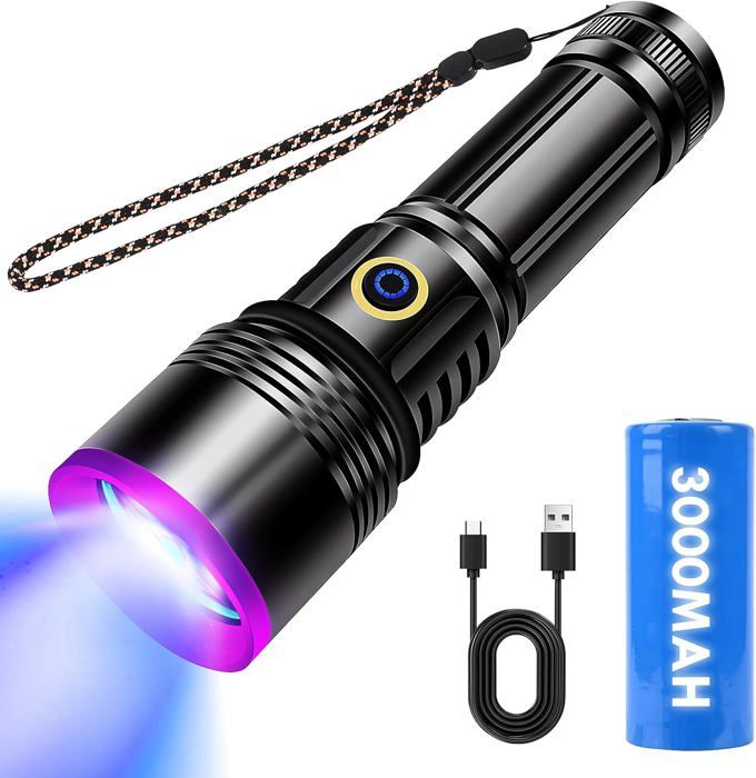 WINDFIRE Lampe Torche UV 365nm 30W Rechargeable - Détection Urine Animaux Et Durcissement Résine