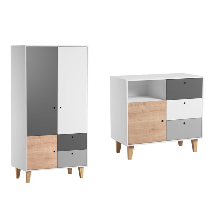 Commode et Armoire 3 tiroirs Vox - 103.50 x 55 x 96.50cm - bois Commode et Armoire 3 tiroirs Vox - 103.50 x 55 x 96.50cm - bois