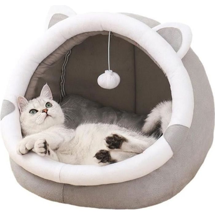 Meilleurs prix pour Panier Chat avec Coussin Amovible Lavable Maison de Chat Tente pour Chat Animal lit Doux pour Chat Maison Grotte PliableGris M