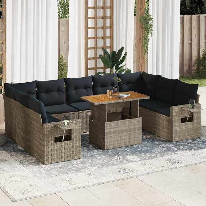 vidaXL Salon de jardin Résine tressée 10 pcs - vue 2