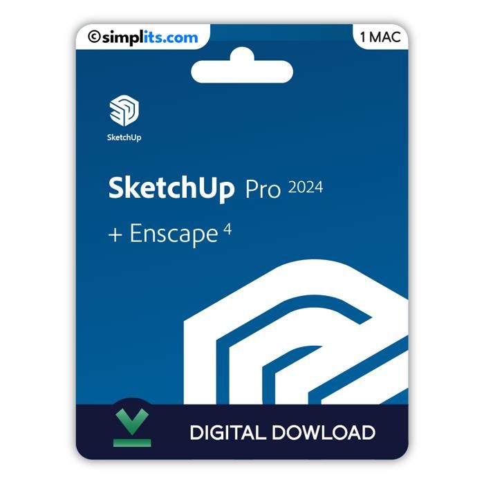 SketchUp Pro 2024 + Enscape 4 (Mac) – Activation Perpétuelle – À télécharger – 1 Mac – Non compatible Windows