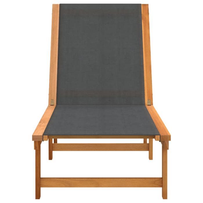 JLL*TOP - Chaises longues lot de 2 - Bain de soleil noir bois dacacia solide et textilène LLL266