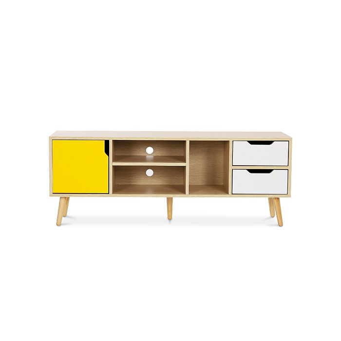 Meuble TV en Bois - Design Scandinave - Haley Jaune
