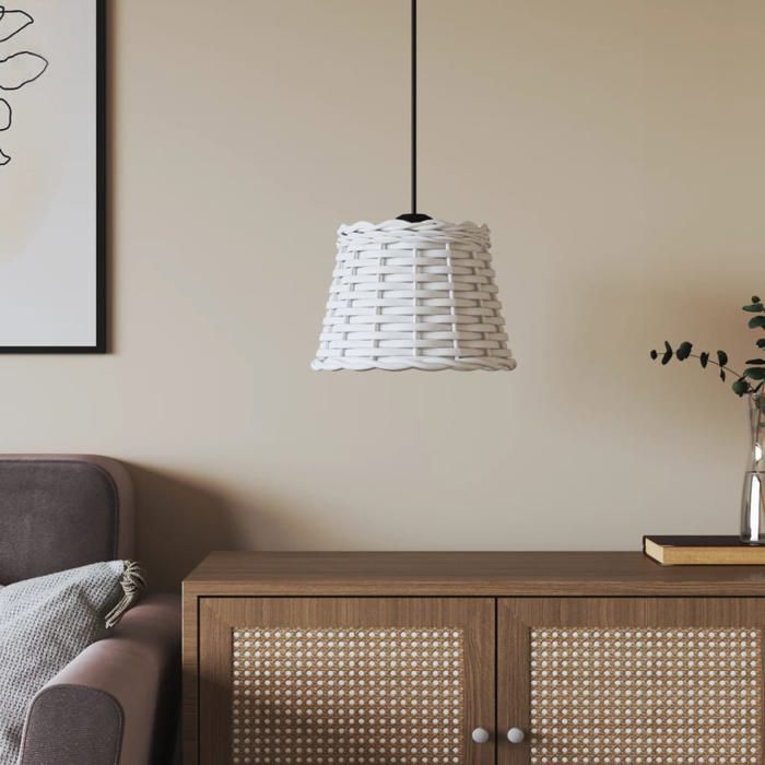 BONNIE® Abat-jour de plafonnier Décor - Lampe suspendue blanc Ø20x15 cm osier &FR348158