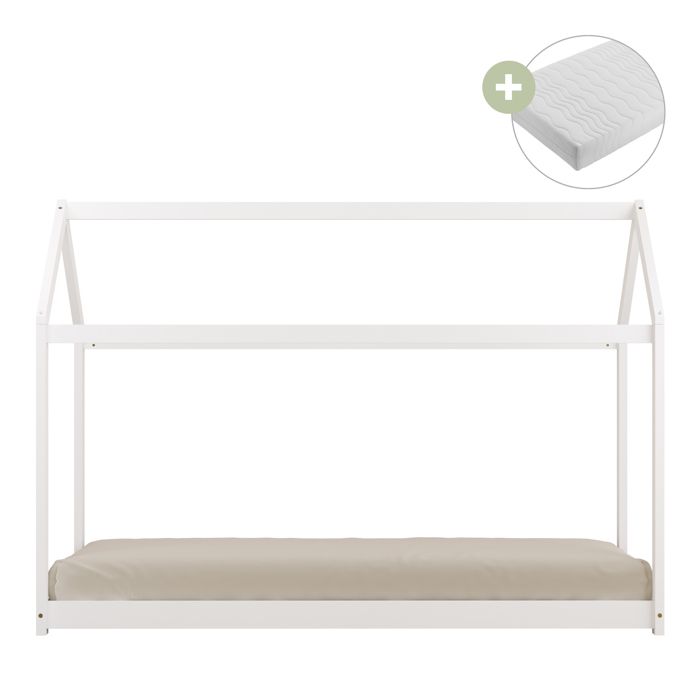 Sunny Zoey Lit Cabane Blanc Lit Cabane Au Sol - Matelas hybride 90 x 200 inclus (14 cm mousse hybride housse en polyester) Sunny Zoey Lit Cabane Blanc Lit Cabane Au Sol - Matelas hybride 90 x 200 inclus (14 cm mousse hybride housse en polyester)