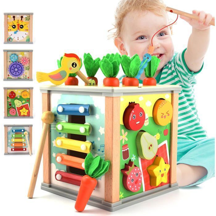 Trotteur En Bois 3-en-1 COIL - Jouet Éducatif Musical Labyrinthe Abaque Chariot De Marche Bébé Dès 12 Mois