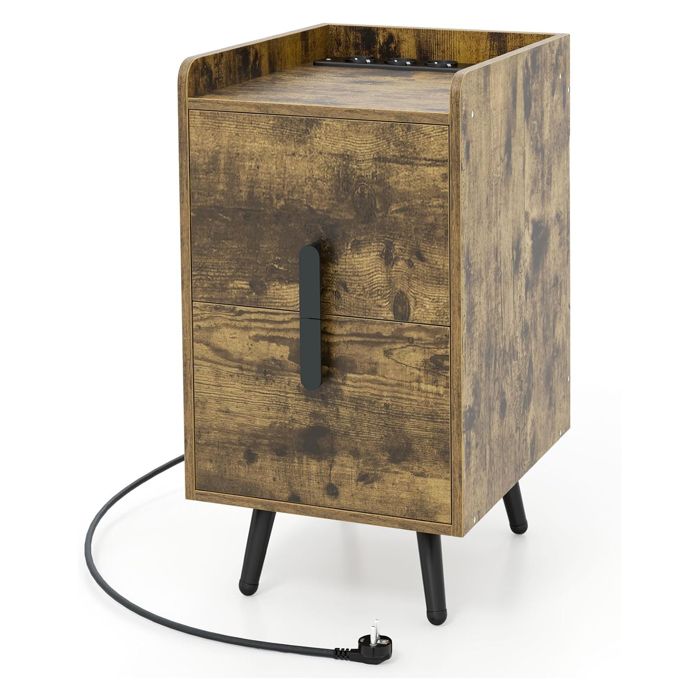 PRUJOY Table de Chevet LED avec Station de Charge, Plateau Rotatif réglable en Hauteur, Table d'appoint avec roulettes, pour Chambre à Coucher (Black B PRUJOY Table de Chevet LED avec Station de Charge, Plateau Rotatif réglable en Hauteur, Table d'appoint avec roulettes, pour Chambre à Coucher (Black B