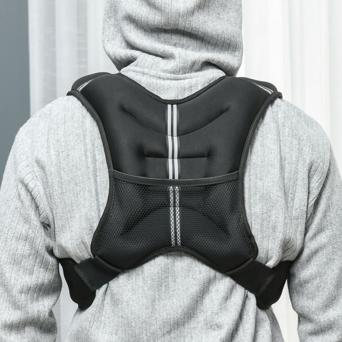 Gilet lesté de 5 kg veste lestée pour homme et femme avec poche de rangement tissu Oxford sable métallique noir