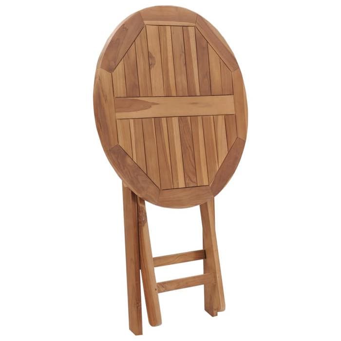 Black Friday Table pliable de jardin - BURKE - Cadre solide - 60 cm Bois de teck solide TTT1009