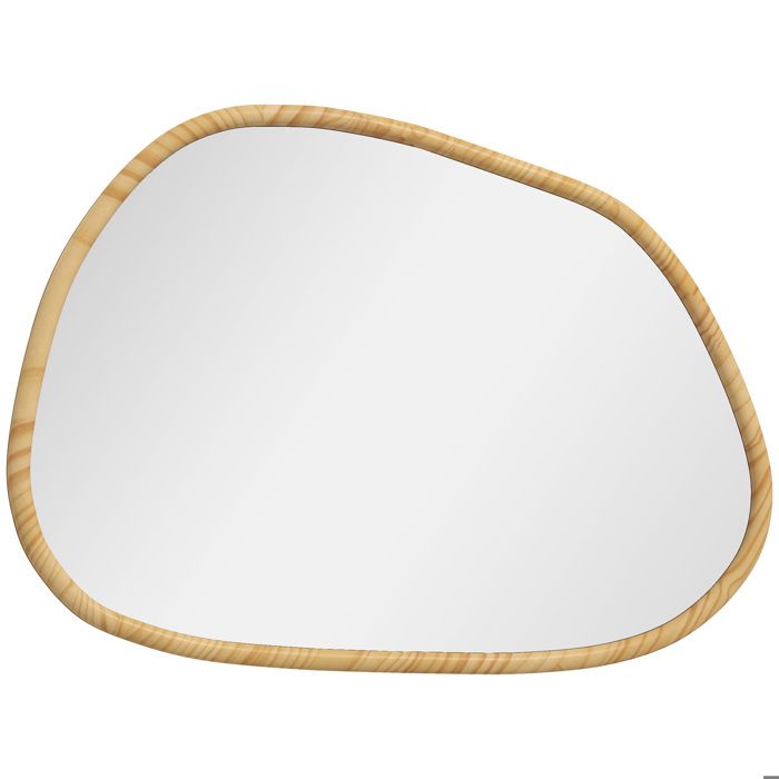 Miroir mural - HOMCOM - forme organique - cadre en bois - décoration dintérieur - horizontal ou vertical - 80 x 60 cm - naturel