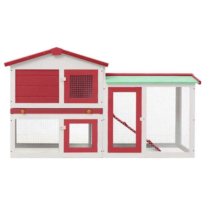 Rouge Abri poules/animaux - SARAZYJ - Clapier large dextérieur - Rouge et blanc - 145x45x84cm Bois Hot77904218