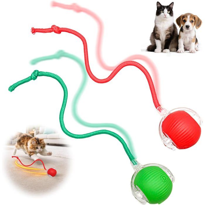 Jouet Balle Interactive Automatique pour Chat et Chien Jouet Roulant Rechargeable USB avec Obstacles et LED Intérieur