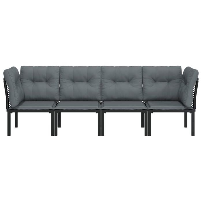 Salon de jardin 4 pcs - moderne - Mobilier de jardin - noir et gris résine tressée CC2210