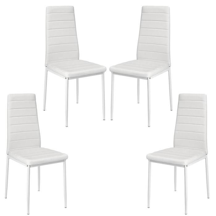 SUPFINE Lot de 4 Chaises de Salle à Manger Chaises de Cuisine en Acier au Carbone + PU pour Salle à Manger Salon Cuisine Chambre