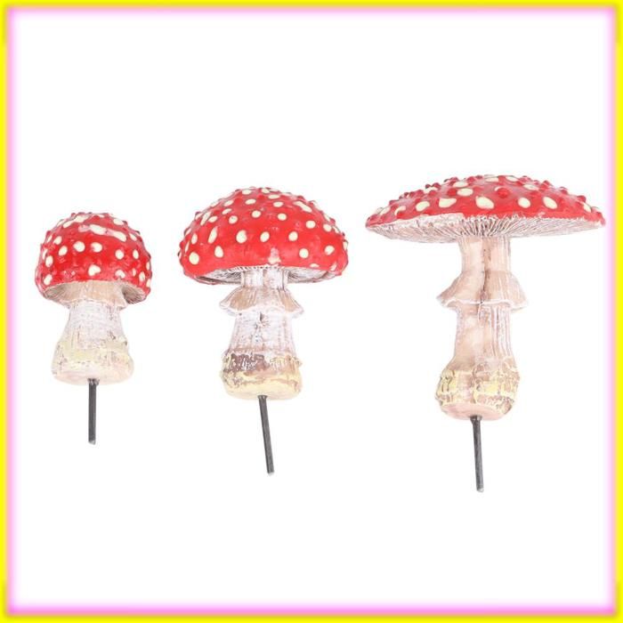 3 pièces décor de jardin de champignons résine dans le décor de champignon sombre décor de Statue de champignon lumineux