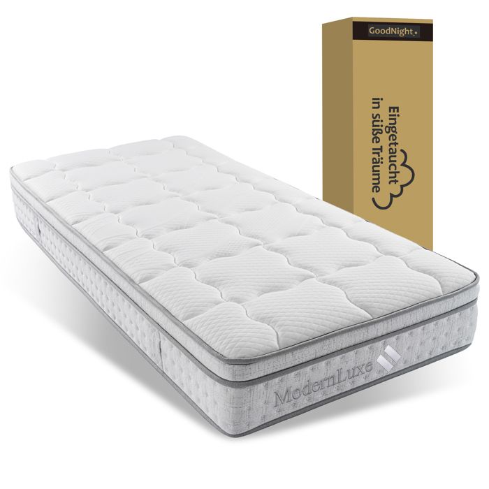 Matelas à ressorts ensachés - Dimensions 90x200 cm - Hauteur 25 cm - Soutien orthopédique 7 zones - Fermeté H3
