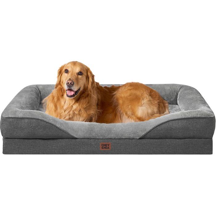 Mousse Mémoire Panier Chien Grande Taille OrthopédiqueCanapé pour Chien XL Déhoussable LavableCoussin Chiens106.5x76x18.5cm Gris