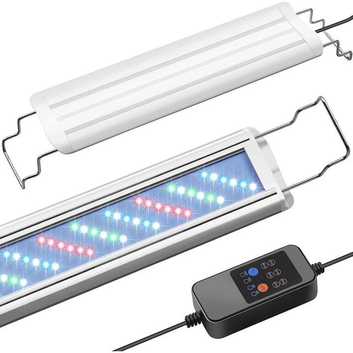 Éclairage Aquarium avec Cycle Auto 24/7 Rampe LED Aquarium à Spectre Complet avec Minuterie Réglage Luminosité (30-45cm)